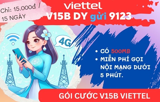 Đăng ký gói cước V15B Viettel thỏa sức lướt web, thoại nội mạng liên tục 15 ngày